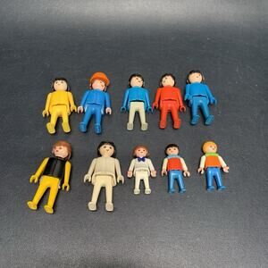 Vintage Geobra Playmobil Figures 1974, 1981, 1991, 7 Adults 3 Children Figures